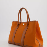 Hermès Garden Party 30cm Bag in Potiron Orange Canvas and Terre Battue Negonda Leather with Palladium Hardware