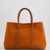 Hermès Garden Party 30cm Bag in Potiron Orange Canvas and Terre Battue Negonda Leather with Palladium Hardware