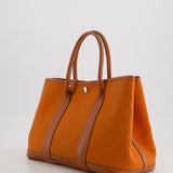 Hermès Garden Party 30cm Bag in Potiron Orange Canvas and Terre Battue Negonda Leather with Palladium Hardware