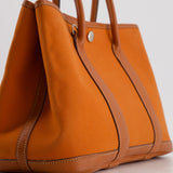 Hermès Garden Party 30cm Bag in Potiron Orange Canvas and Terre Battue Negonda Leather with Palladium Hardware