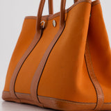 Hermès Garden Party 30cm Bag in Potiron Orange Canvas and Terre Battue Negonda Leather with Palladium Hardware