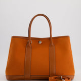 Hermès Garden Party 30cm Bag in Potiron Orange Canvas and Terre Battue Negonda Leather with Palladium Hardware