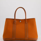 Hermès Garden Party 30cm Bag in Potiron Orange Canvas and Terre Battue Negonda Leather with Palladium Hardware