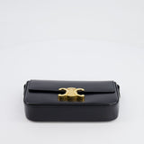 Celine Black Claude Shoulder Bag in Shiny Calfskin with Gold Hardware RRP £2150