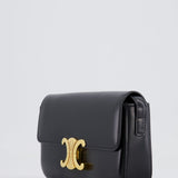 Celine Black Claude Shoulder Bag in Shiny Calfskin with Gold Hardware RRP £2150