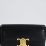 Celine Black Claude Shoulder Bag in Shiny Calfskin with Gold Hardware RRP £2150