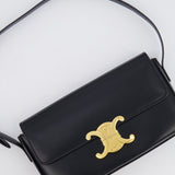 Celine Black Claude Shoulder Bag in Shiny Calfskin with Gold Hardware RRP £2150