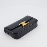 Celine Black Claude Shoulder Bag in Shiny Calfskin with Gold Hardware RRP £2150