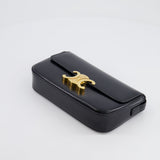 Celine Black Claude Shoulder Bag in Shiny Calfskin with Gold Hardware RRP £2150