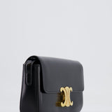 Celine Black Claude Shoulder Bag in Shiny Calfskin with Gold Hardware RRP £2150