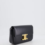 Celine Black Claude Shoulder Bag in Shiny Calfskin with Gold Hardware RRP £2150