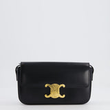 Celine Black Claude Shoulder Bag in Shiny Calfskin with Gold Hardware RRP £2150