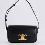 Celine Black Claude Shoulder Bag in Shiny Calfskin with Gold Hardware RRP £2150