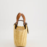 Celine Teen Couffin Basket Bag in Wicker and Neutral Calfskin Leather with Gold Logo