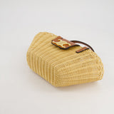 Celine Teen Couffin Basket Bag in Wicker and Neutral Calfskin Leather with Gold Logo