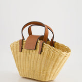 Celine Teen Couffin Basket Bag in Wicker and Neutral Calfskin Leather with Gold Logo