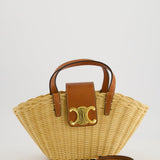 Celine Teen Couffin Basket Bag in Wicker and Neutral Calfskin Leather with Gold Logo