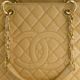 Chanel Beige Caviar GST Grand Shopper Tote Bag with Gold Hardware