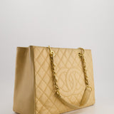 Chanel Beige Caviar GST Grand Shopper Tote Bag with Gold Hardware