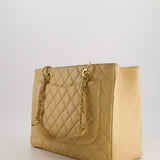 Chanel Beige Caviar GST Grand Shopper Tote Bag with Gold Hardware