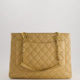 Chanel Beige Caviar GST Grand Shopper Tote Bag with Gold Hardware