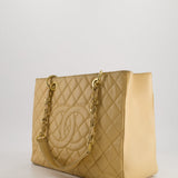 Chanel Beige Caviar GST Grand Shopper Tote Bag with Gold Hardware