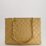 Chanel Beige Caviar GST Grand Shopper Tote Bag with Gold Hardware