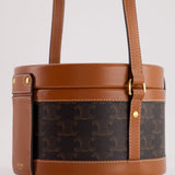 Celine Calfskin Triomphe Canvas Medium Tambour Bag