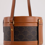 Celine Calfskin Triomphe Canvas Medium Tambour Bag