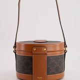 Celine Calfskin Triomphe Canvas Medium Tambour Bag