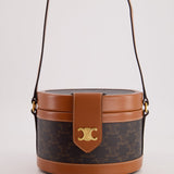 Celine Calfskin Triomphe Canvas Medium Tambour Bag