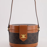 Celine Calfskin Triomphe Canvas Medium Tambour Bag