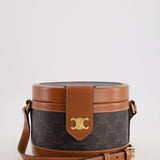 Celine Calfskin Triomphe Canvas Medium Tambour Bag