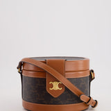 Celine Calfskin Triomphe Canvas Medium Tambour Bag