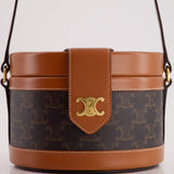 Celine Calfskin Triomphe Canvas Medium Tambour Bag