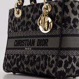 Christian Dior Medium Lady D-Lite in Grey & Black Mizza Embroidery with Champagne Gold Hardware RRP £3700