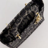 Christian Dior Medium Lady D-Lite in Grey & Black Mizza Embroidery with Champagne Gold Hardware RRP £3700