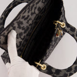 Christian Dior Medium Lady D-Lite in Grey & Black Mizza Embroidery with Champagne Gold Hardware RRP £3700