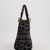 Christian Dior Medium Lady D-Lite in Grey & Black Mizza Embroidery with Champagne Gold Hardware RRP £3700