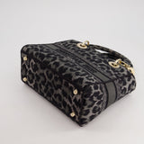 Christian Dior Medium Lady D-Lite in Grey & Black Mizza Embroidery with Champagne Gold Hardware RRP £3700