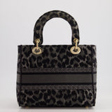 Christian Dior Medium Lady D-Lite in Grey & Black Mizza Embroidery with Champagne Gold Hardware RRP £3700