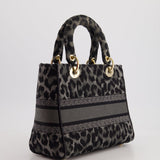 Christian Dior Medium Lady D-Lite in Grey & Black Mizza Embroidery with Champagne Gold Hardware RRP £3700