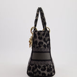 Christian Dior Medium Lady D-Lite in Grey & Black Mizza Embroidery with Champagne Gold Hardware RRP £3700