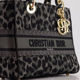 Christian Dior Medium Lady D-Lite in Grey & Black Mizza Embroidery with Champagne Gold Hardware RRP £3700