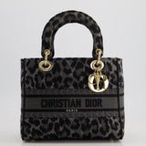 Christian Dior Medium Lady D-Lite in Grey & Black Mizza Embroidery with Champagne Gold Hardware RRP £3700