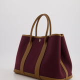 Hermès Garden Party 30cm Bag in Prune Canvas and Alezan Negonda Leather with Palladium Hardware