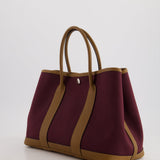 Hermès Garden Party 30cm Bag in Prune Canvas and Alezan Negonda Leather with Palladium Hardware