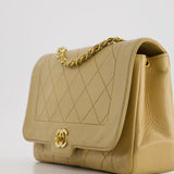 Chanel Vintage Beige Diana Flap Bag in Lambskin Leather with 24K Gold Hardware