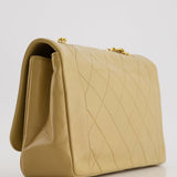 Chanel Vintage Beige Diana Flap Bag in Lambskin Leather with 24K Gold Hardware