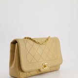 Chanel Vintage Beige Diana Flap Bag in Lambskin Leather with 24K Gold Hardware